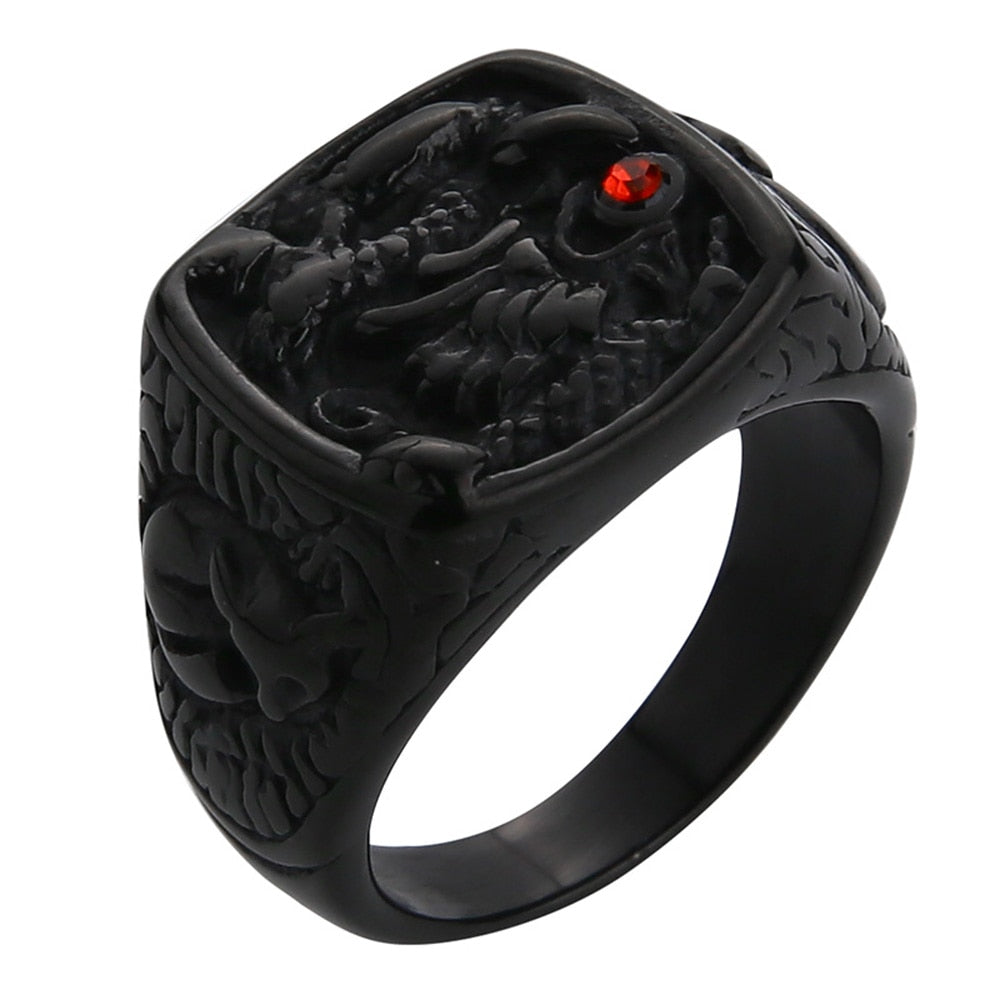 Peris Gems Rising Dragon with Red Eye Ring Unisex | Stainless Steel Dragon Ring Rising Dragon with Red Eye Ring Unisex |Stainless Steel Ring SHEIN Amazon Temu
