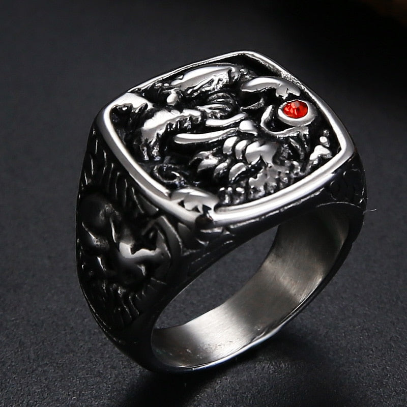 Peris Gems Rising Dragon with Red Eye Ring Unisex | Stainless Steel Dragon Ring Rising Dragon with Red Eye Ring Unisex |Stainless Steel Ring SHEIN Amazon Temu