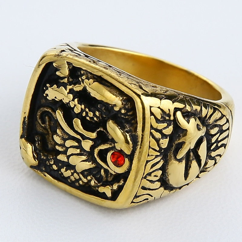 Peris Gems Rising Dragon with Red Eye Ring Unisex | Stainless Steel Dragon Ring Rising Dragon with Red Eye Ring Unisex |Stainless Steel Ring SHEIN Amazon Temu
