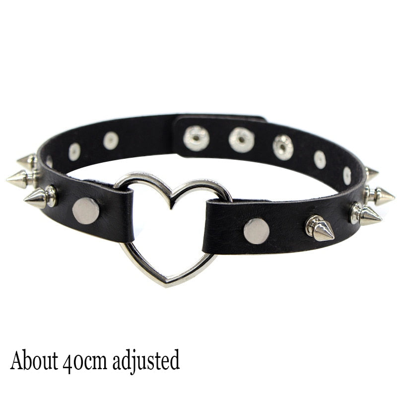 Peris Gems Rivet Heart Gothic Harajuku PU Leather Collar Choker Necklaces for Women SHEIN Amazon Temu