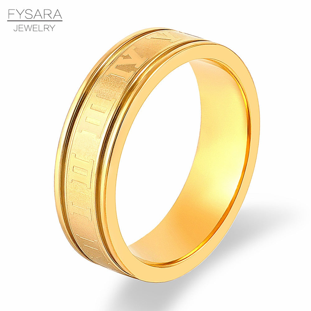 Peris Gems Roman Numeral Steel Rings Unisex | Gold Stainless-Steel Rings SHEIN Amazon Temu