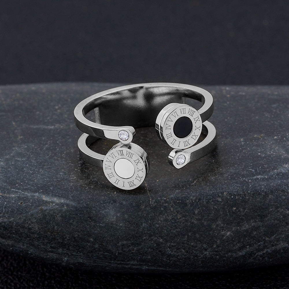 Peris Gems Roman Numerals Stainless Steel Rings Unisex | Crystal Cubic Zirconia Roman Numerals Stainless Steel Rings Unisex | Cubic Zirconia SHEIN Amazon Temu