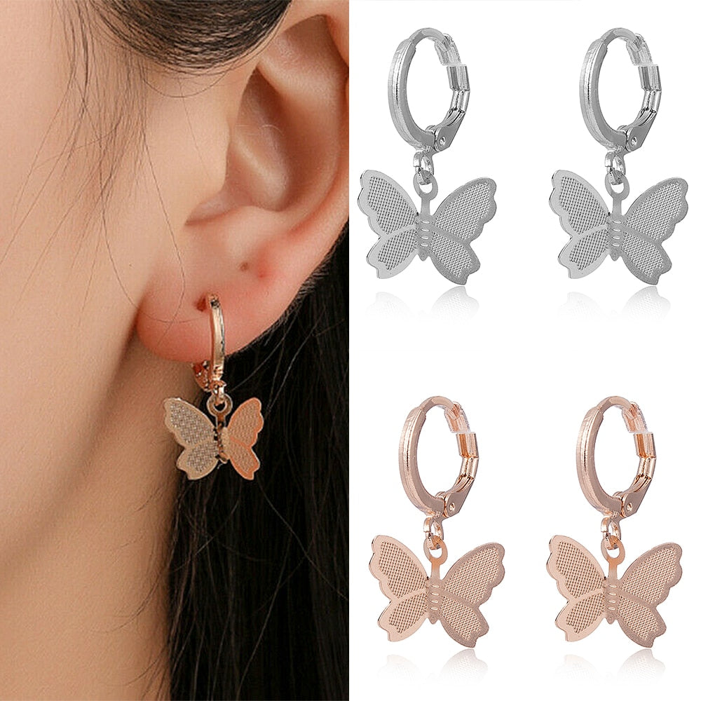 Peris Gems Romantic Butterfly Titanium Steel Stud Earrings for Women | Gold Silver Earrings for Women SHEIN Amazon Temu