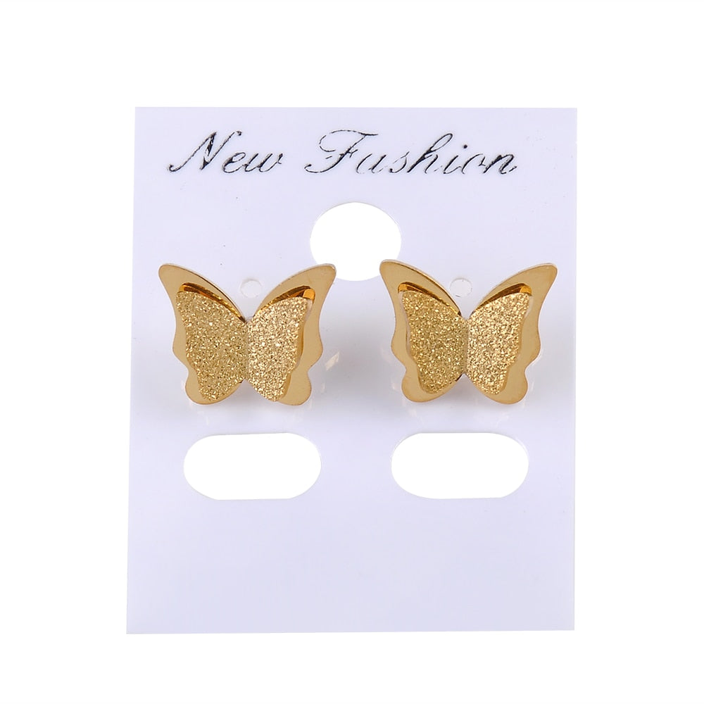 Peris Gems Romantic Butterfly Titanium Steel Stud Earrings for Women | Gold Silver Earrings for Women SHEIN Amazon Temu