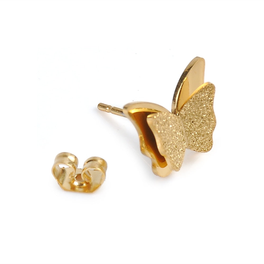 Peris Gems Romantic Butterfly Titanium Steel Stud Earrings for Women | Gold Silver Earrings for Women SHEIN Amazon Temu