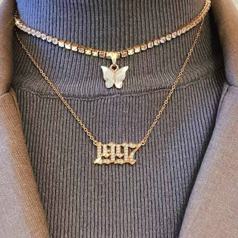 Peris Gems Silver / 1985 Stainless Birth Year Number Necklace for Women SHEIN Amazon Temu