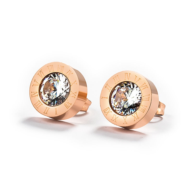 Peris Gems Rose Gold 4 Diamond Stud Earrings for Women | Small Crystal Earrings SHEIN Amazon Temu