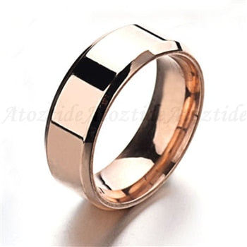 Peris Gems Rose Gold / 5 Round Titanium Stainless Steel Rings Unisex | 8mm Party Rings Round Titanium Stainless Steel Rings Unisex | 8mm Party Ring SHEIN Amazon Temu