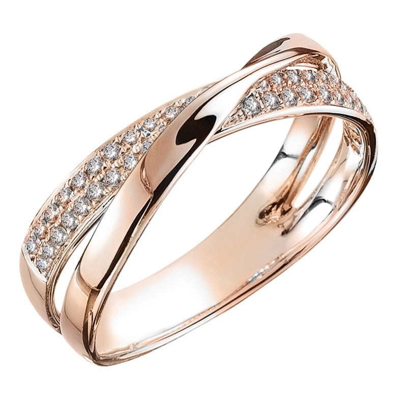 Peris Gems Rose Gold / 5 Two Tone X Shape Cross Ring for Women | Gold Diamond CZ Rings Two Tone X Shape Cross Ring for Women | Gold Diamond CZ Ring SHEIN Amazon Temu