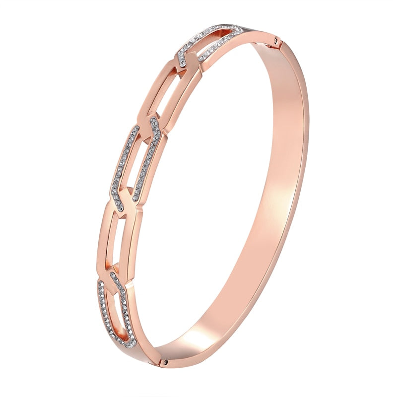 Peris Gems Rose Gold / 58mm Diamond Chain Shaped Bangle Bracelets for Women SHEIN Amazon Temu