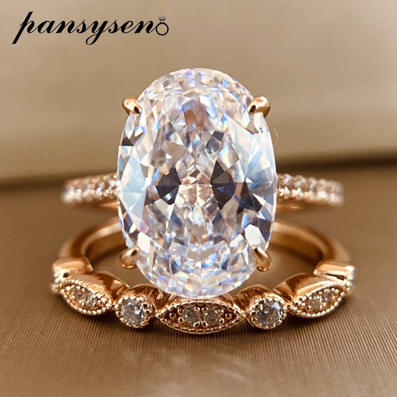 Peris Gems rose gold / 6 Radiant Cut 2pc 9ct Lab Diamond Rings Set for Women SHEIN Amazon Temu