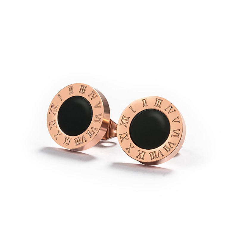 Peris Gems Rose Gold Black Diamond Stud Earrings for Women | Small Crystal Earrings SHEIN Amazon Temu