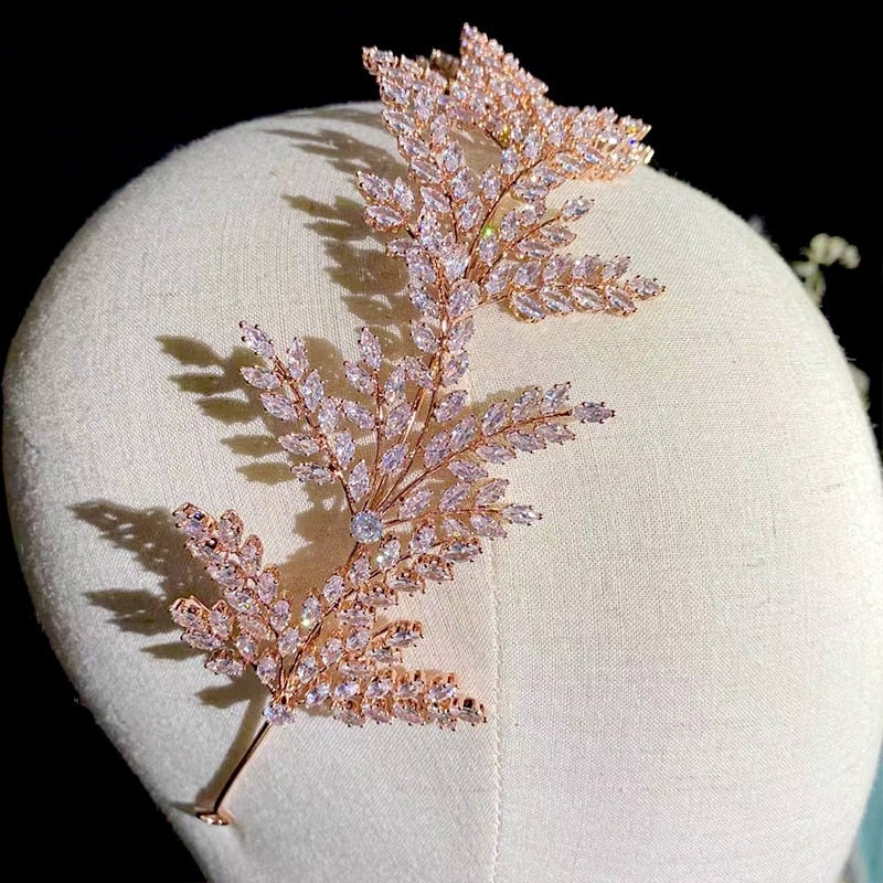 Peris Gems Rose Gold Crystal Leaf Bridal Hair Band Accessories for Women SHEIN Amazon Temu