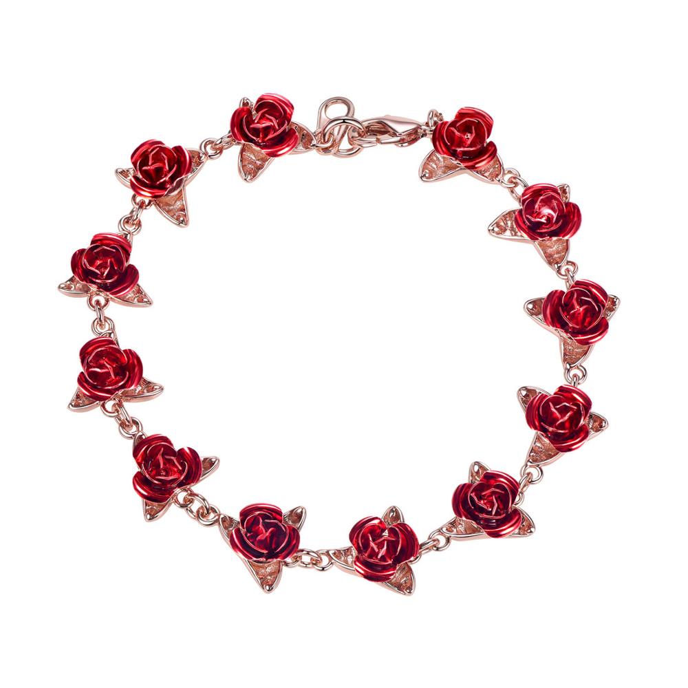 Peris Gems Rose Gold Elegant Rose Flower Link Bracelet for Women | Romantic Flower Jewelry Elegant Rose Flower Link Bracelet for Women Romantic Flower SHEIN Amazon Temu