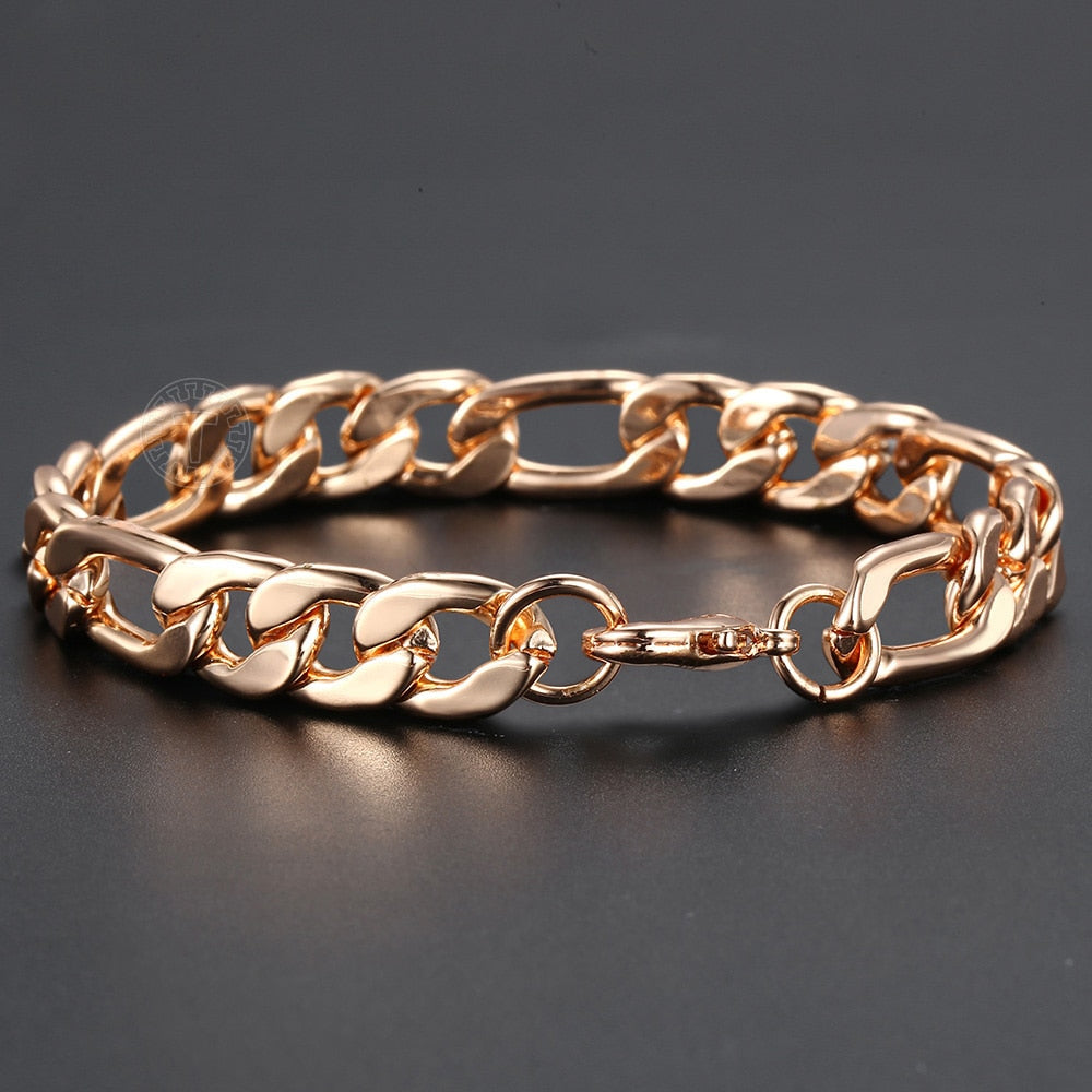 Peris Gems Rose Gold Figaro Curb Cuban Link Chain Bracelets Unisex SHEIN Amazon Temu