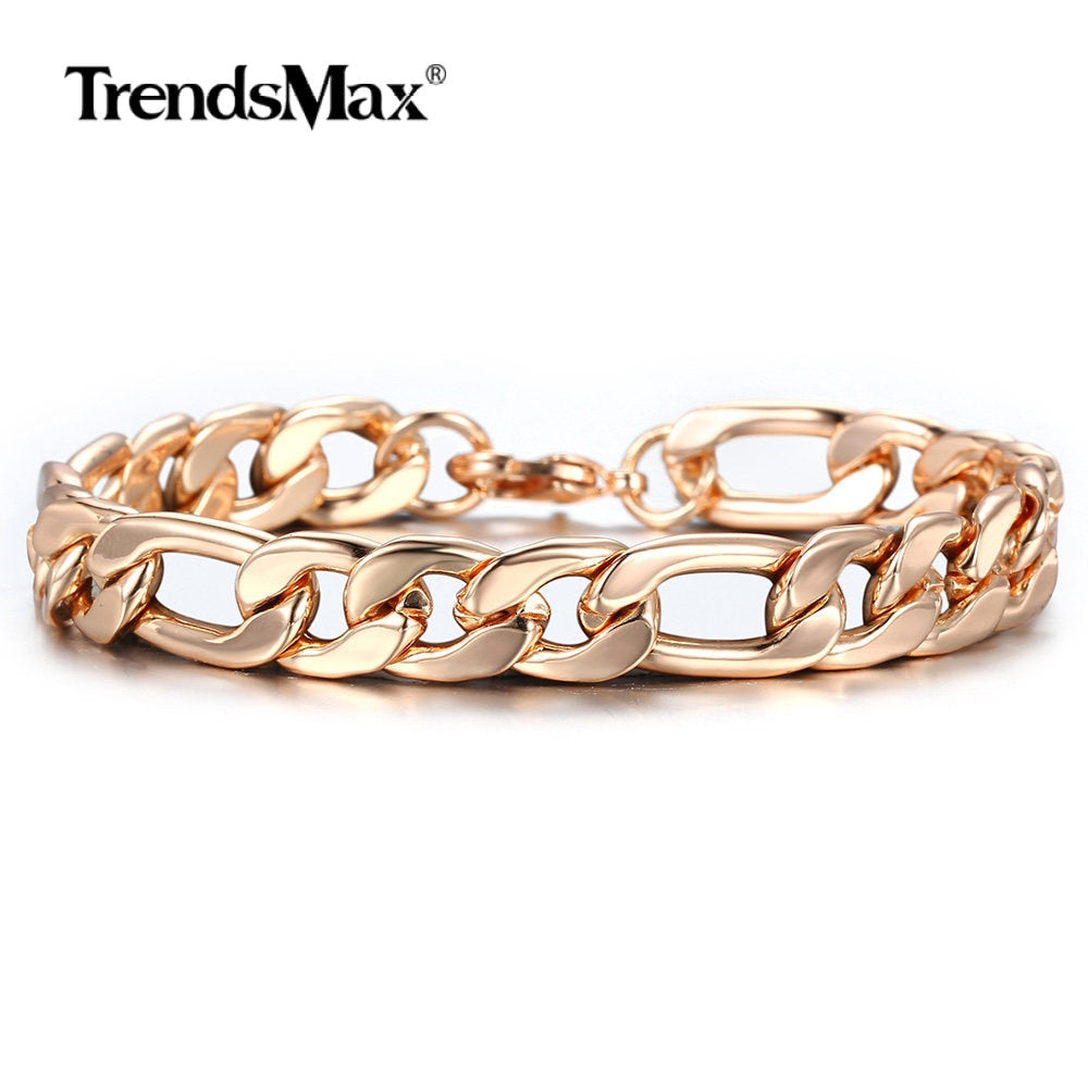 Peris Gems Rose Gold Figaro Curb Cuban Link Chain Bracelets Unisex SHEIN Amazon Temu
