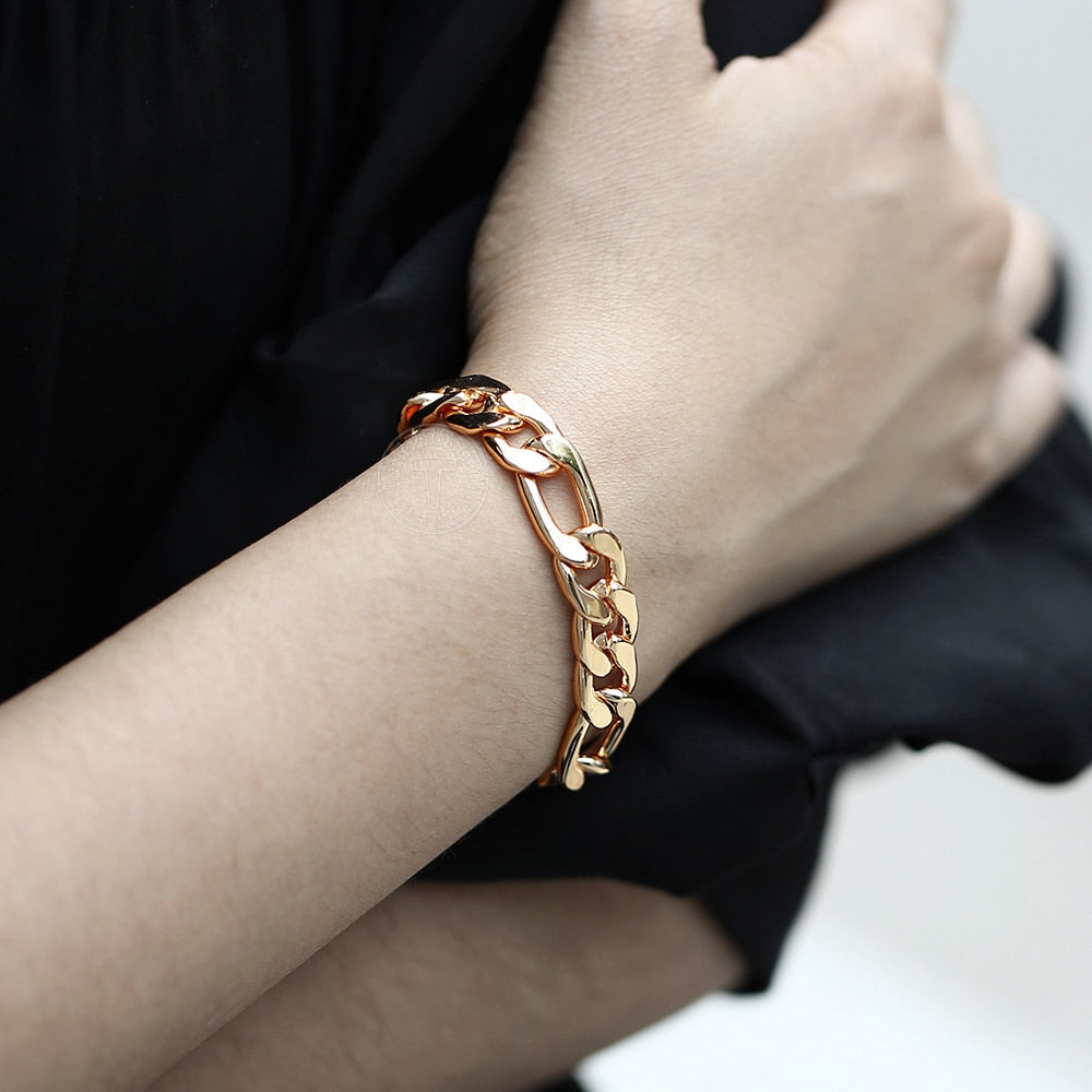Peris Gems Rose Gold Figaro Curb Cuban Link Chain Bracelets Unisex SHEIN Amazon Temu