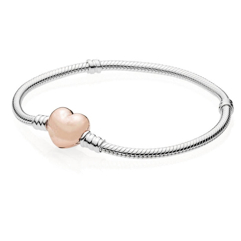 Peris Gems Rose Gold Heart / 16cm Silver Chain Charm Bracelets | Silver Love Bracelet SHEIN Amazon Temu