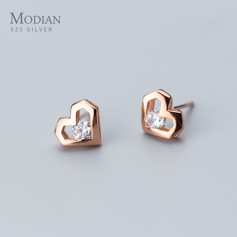 Peris Gems Rose Gold Heart Shaped Diamond Stud Earrings for Women | Sterling Silver Hearted Shaped Diamond Stud Earrings for Women SHEIN Amazon Temu