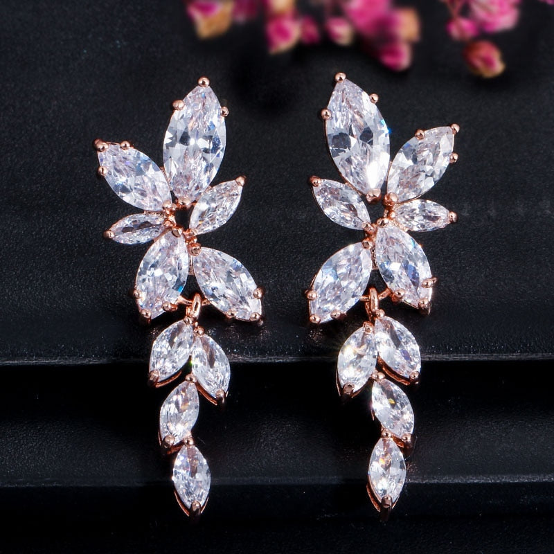 Peris Gems rose gold Marquise Cut Diamond Flower Cluster Tassel Earrings for Women Marquise Cut Diamond Flower Cluster Tassel Earring for Women SHEIN Amazon Temu