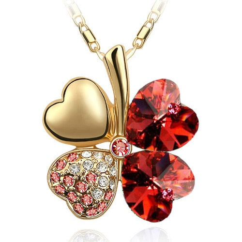 Peris Gems rose gold red Diamond Clover Pendant Necklace Unisex | Silver Necklace SHEIN Amazon Temu