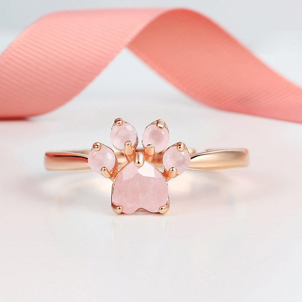 Peris Gems Rose Gold / Resizable Rose Gold 925 Silver Quartz Paw Ring for Women SHEIN Amazon Temu