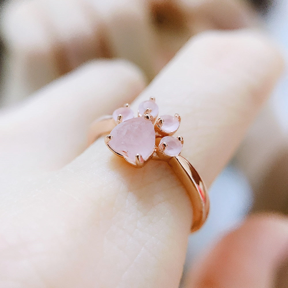 Peris Gems Rose Gold / Resizable Rose Gold 925 Silver Quartz Paw Ring for Women SHEIN Amazon Temu