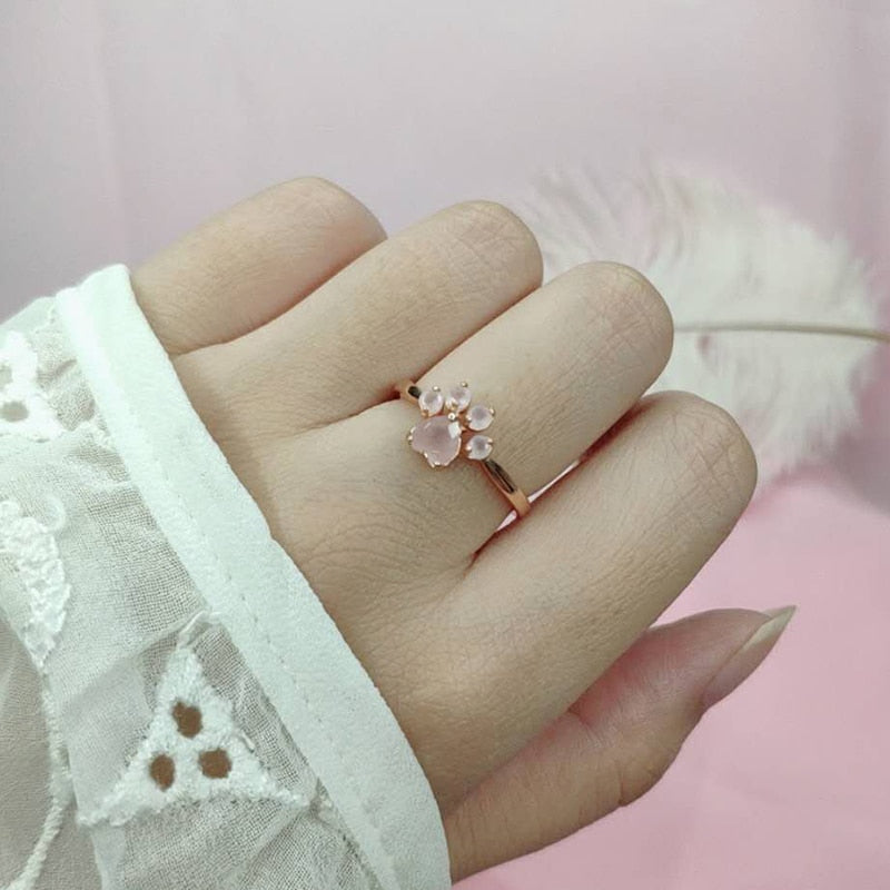 Peris Gems Rose Gold / Resizable Rose Gold 925 Silver Quartz Paw Ring for Women SHEIN Amazon Temu