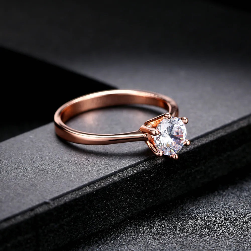 Peris Gems Rose Gold Six-Pronged Diamond Ring for Women SHEIN Amazon Temu