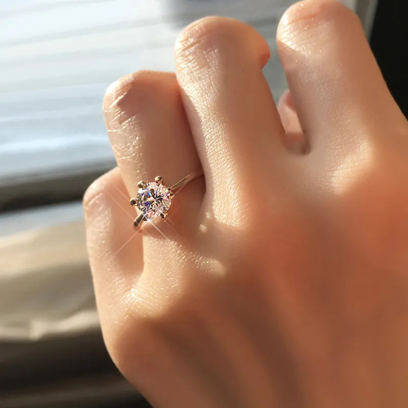 Peris Gems Rose Gold Six-Pronged Diamond Ring for Women SHEIN Amazon Temu