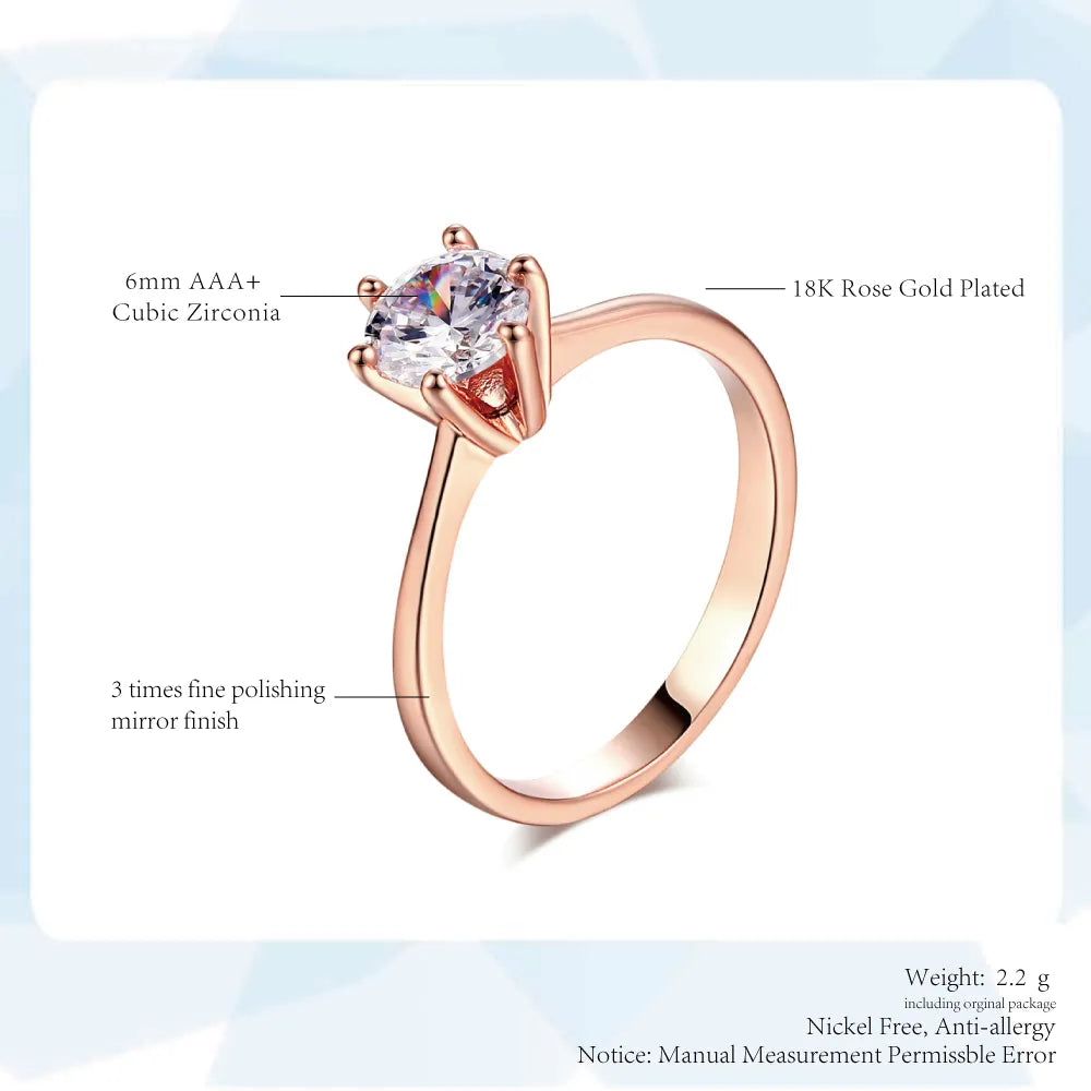 Peris Gems Rose Gold Six-Pronged Diamond Ring for Women SHEIN Amazon Temu