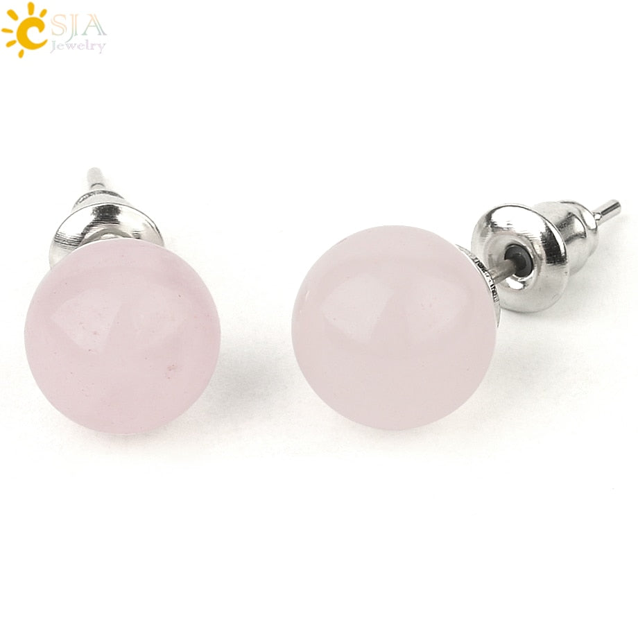 Peris Gems Rose Quartz Round 8mm Natural Quartz Stud Earrings for Women SHEIN Amazon Temu