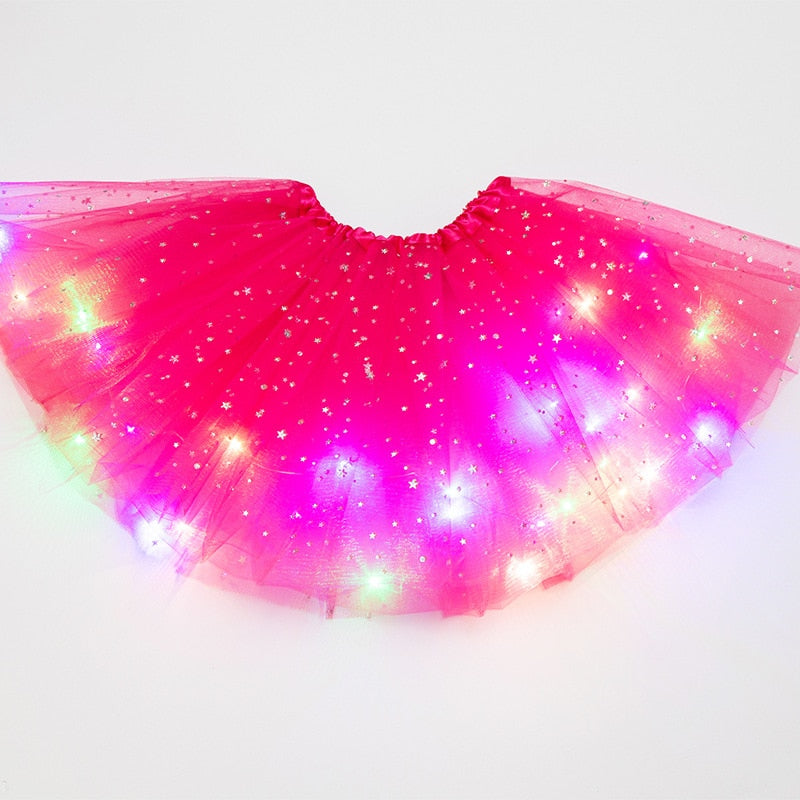 Peris Gems rose red / 3-12 years old LED Glowing Kid Girls Princess Tutu Skirts | Children Dancing Miniskirt LED Glowing Kid Girls Princess Tutu Skirts Dancing Miniskirt SHEIN Amazon Temu