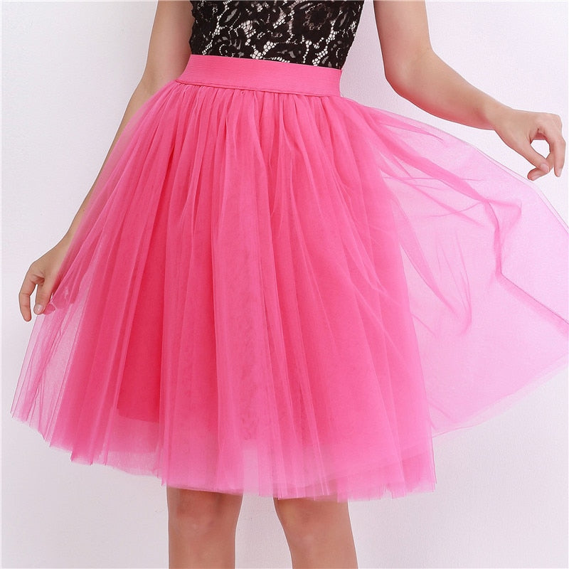 Peris Gems rose red / One Size Pleated 5-Layer Tulle Skirt for Women | Fairy Midi Skirts SHEIN Amazon Temu