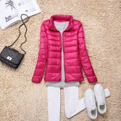 Peris Gems rose Red Stand / M Ultra-Light Puff Parka Jackets for Women | Solid Slim Jacket SHEIN Amazon Temu
