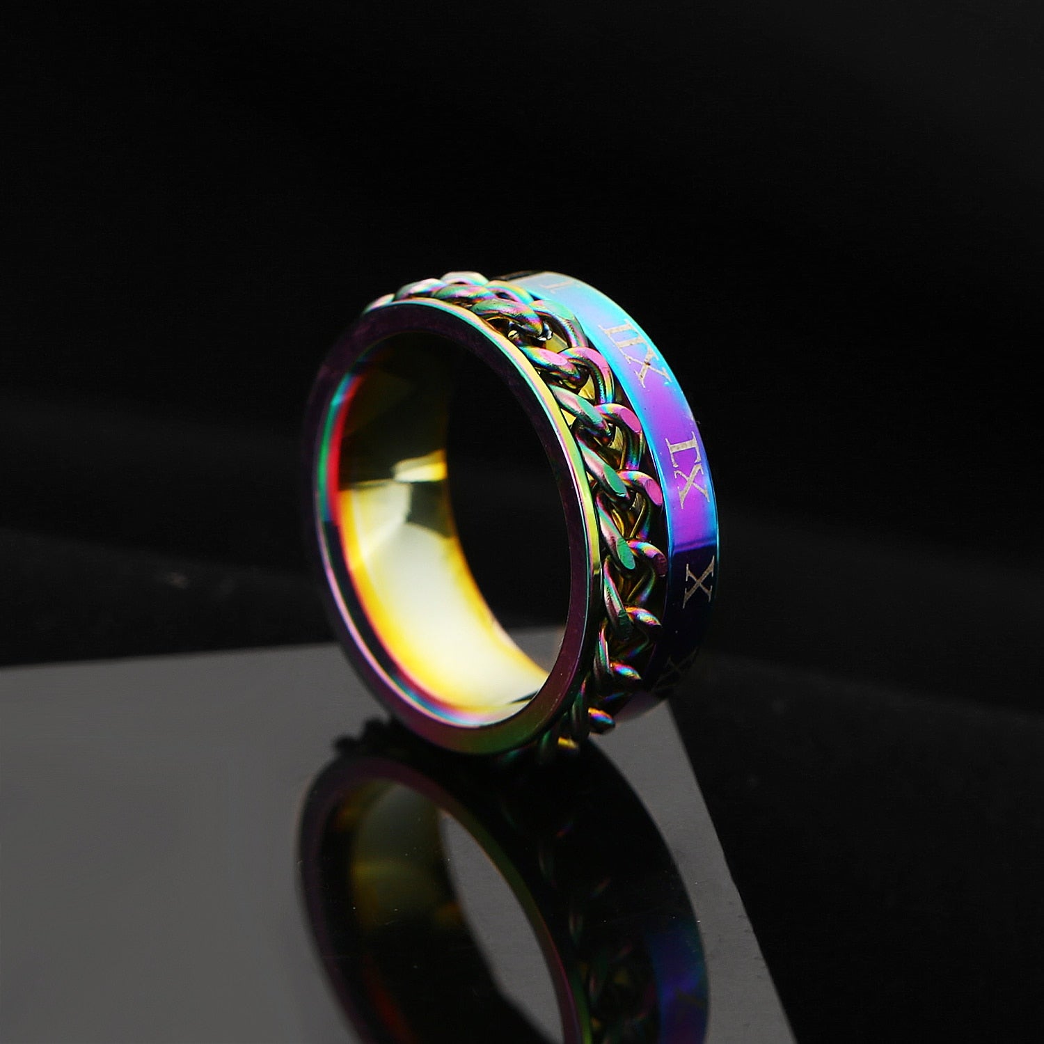 Peris Gems Rotatable Steel Chain Rings | Spinner Punk Funk Rings SHEIN Amazon Temu
