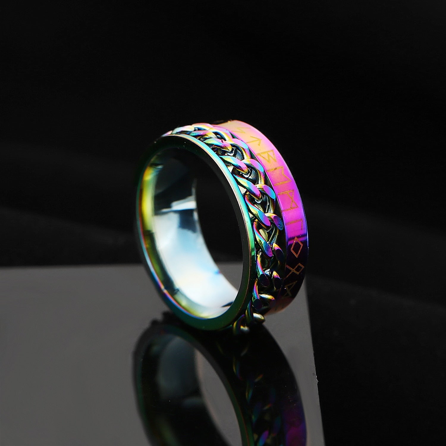 Peris Gems Rotatable Steel Chain Rings | Spinner Punk Funk Rings SHEIN Amazon Temu