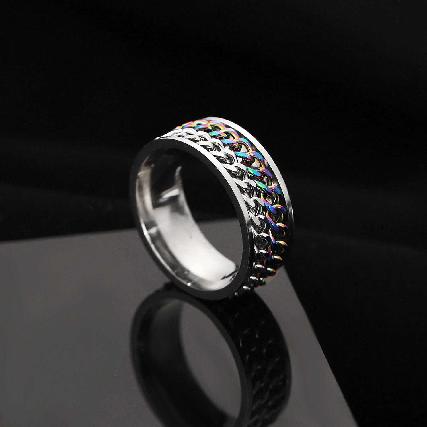 Peris Gems Rotatable Steel Chain Rings | Spinner Punk Funk Rings SHEIN Amazon Temu
