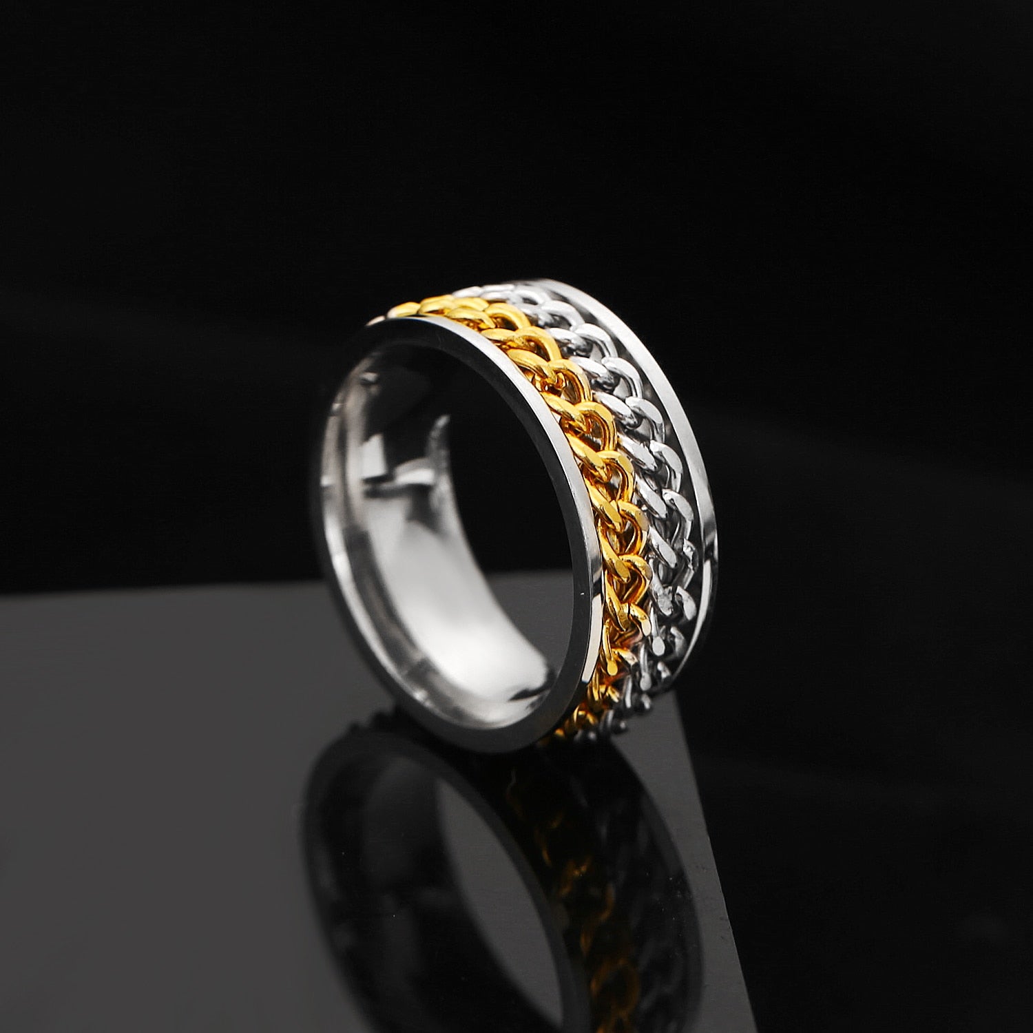 Peris Gems Rotatable Steel Chain Rings | Spinner Punk Funk Rings SHEIN Amazon Temu