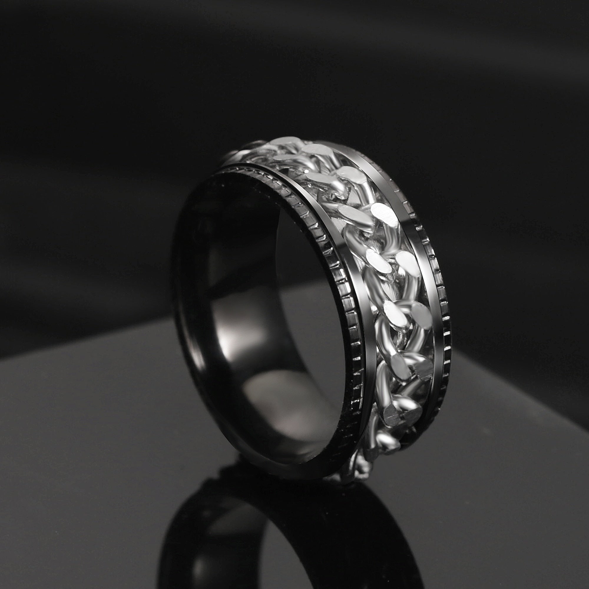 Peris Gems Rotatable Steel Chain Rings | Spinner Punk Funk Rings SHEIN Amazon Temu