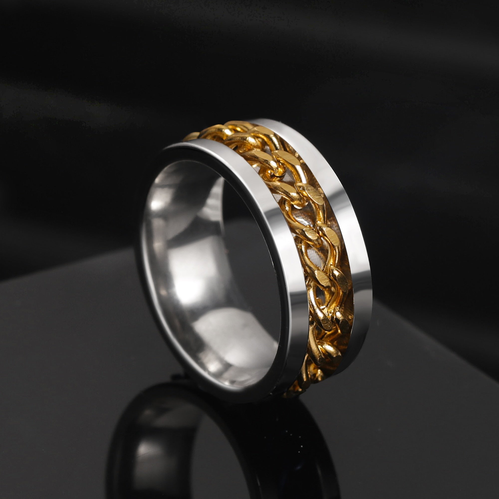 Peris Gems Rotatable Steel Chain Rings | Spinner Punk Funk Rings SHEIN Amazon Temu