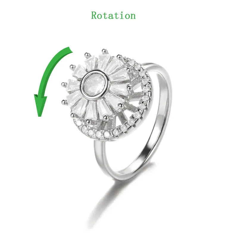 Peris Gems Rotate 3 / Adjustable Crystal Sunflower Rotatable Spinner Adjustable Rings for Women Crystal Sunflower Rotatable Spinner Adjustable Rings Women SHEIN Amazon Temu
