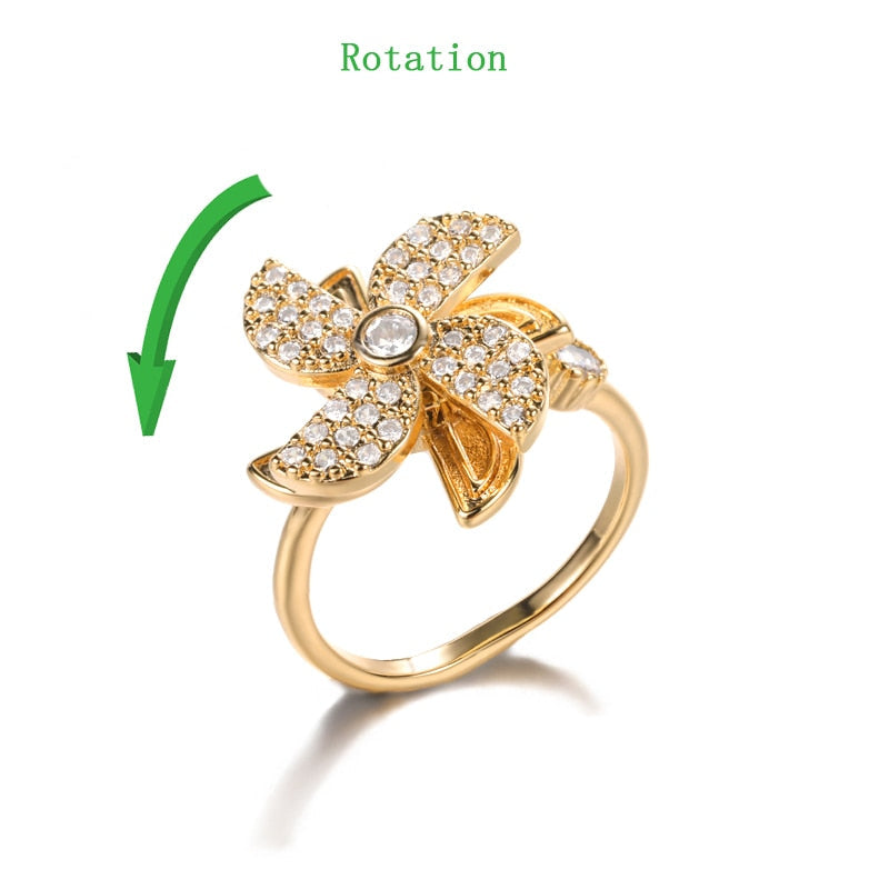 Peris Gems Rotate 4 / Adjustable Crystal Sunflower Rotatable Spinner Adjustable Rings for Women Crystal Sunflower Rotatable Spinner Adjustable Rings Women SHEIN Amazon Temu