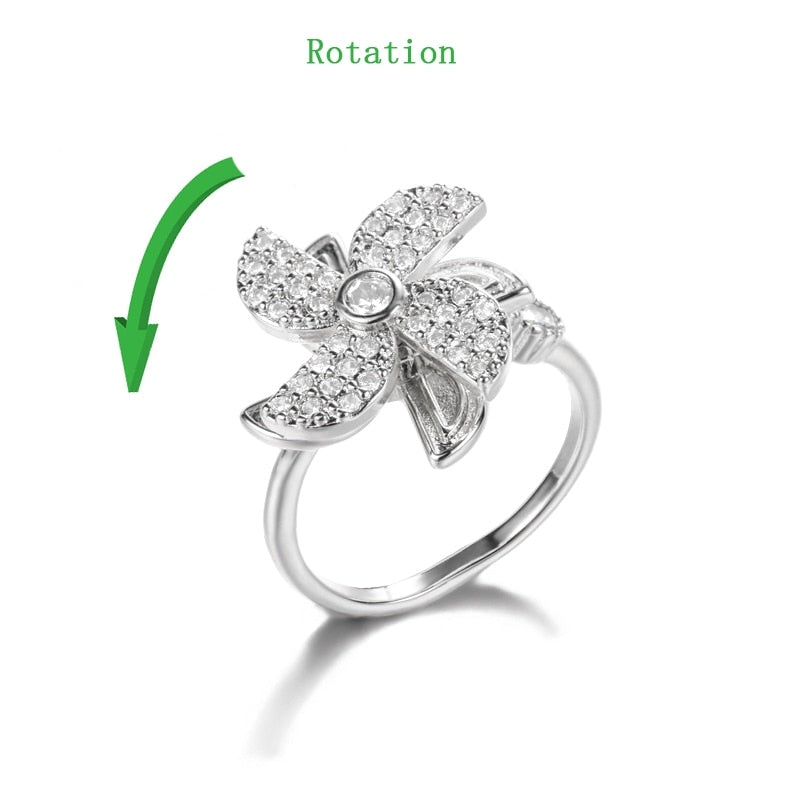 Peris Gems Rotate 5 / Adjustable Crystal Sunflower Rotatable Spinner Adjustable Rings for Women Crystal Sunflower Rotatable Spinner Adjustable Rings Women SHEIN Amazon Temu