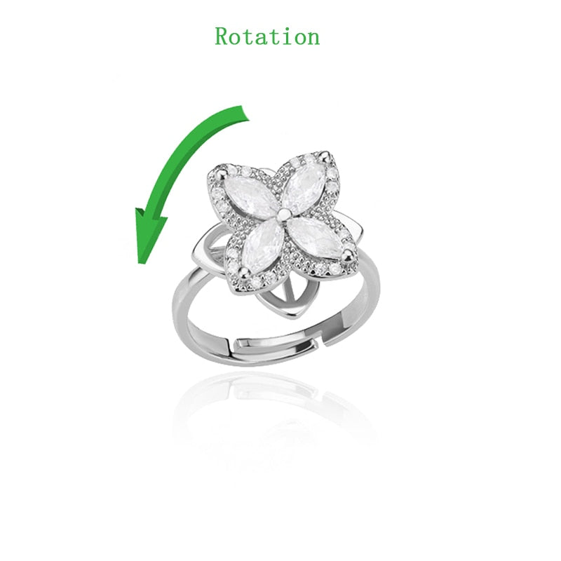Peris Gems Rotate 6 / Adjustable Crystal Sunflower Rotatable Spinner Adjustable Rings for Women Crystal Sunflower Rotatable Spinner Adjustable Rings Women SHEIN Amazon Temu