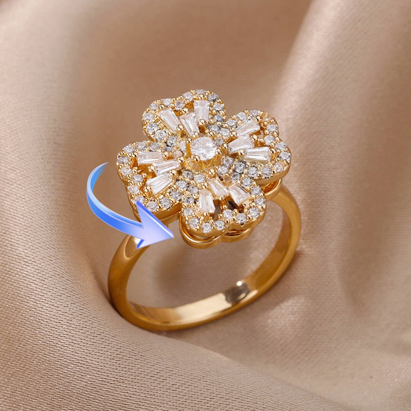 Peris Gems Rotating Four Clover Rings for Women | Gold Silver Diamond Rings SHEIN Amazon Temu