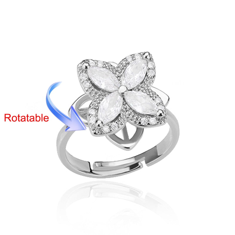 Peris Gems Rotating Four Clover Rings for Women | Gold Silver Diamond Rings SHEIN Amazon Temu
