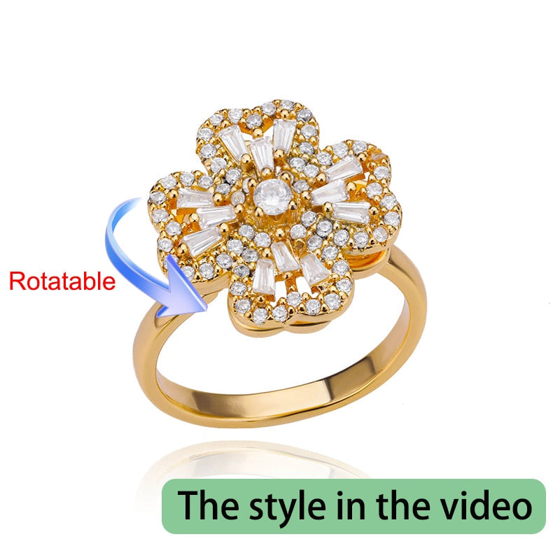 Peris Gems Rotating Four Clover Rings for Women | Gold Silver Diamond Rings SHEIN Amazon Temu