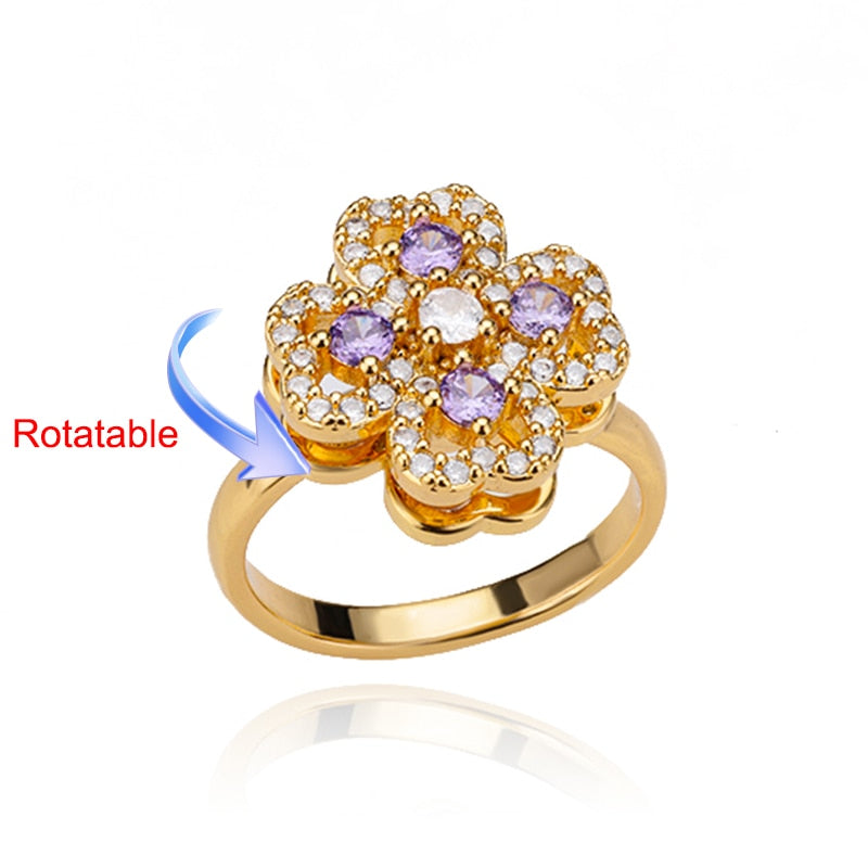 Peris Gems Rotating Four Clover Rings for Women | Gold Silver Diamond Rings SHEIN Amazon Temu