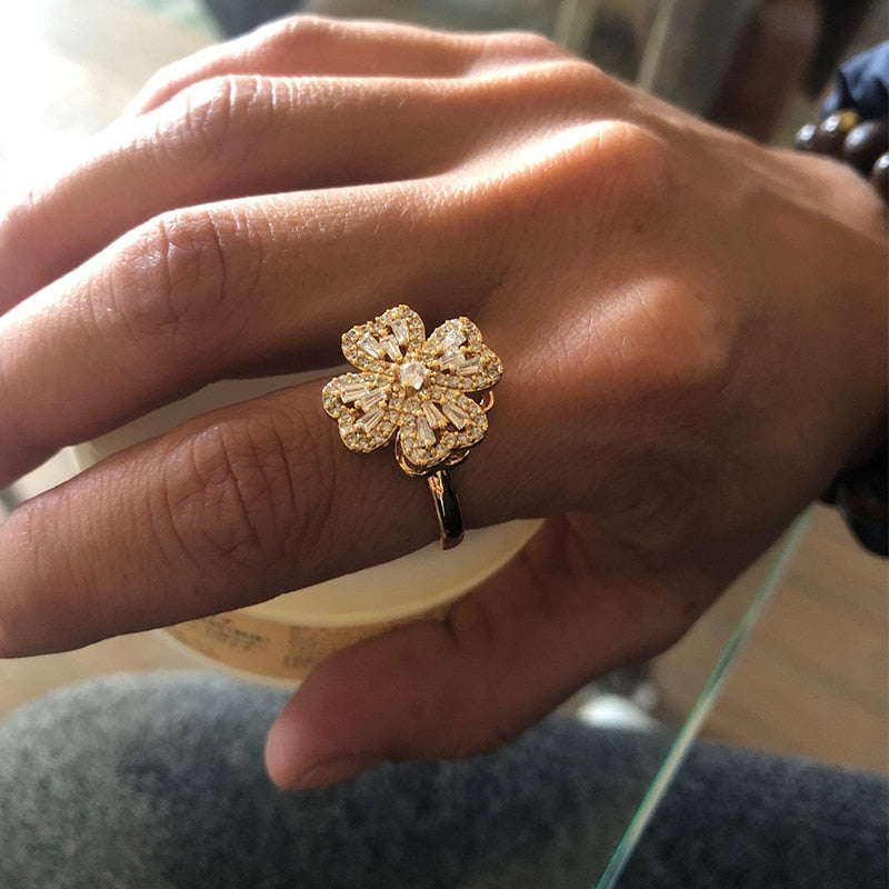 Peris Gems Rotating Four Clover Rings for Women | Gold Silver Diamond Rings SHEIN Amazon Temu